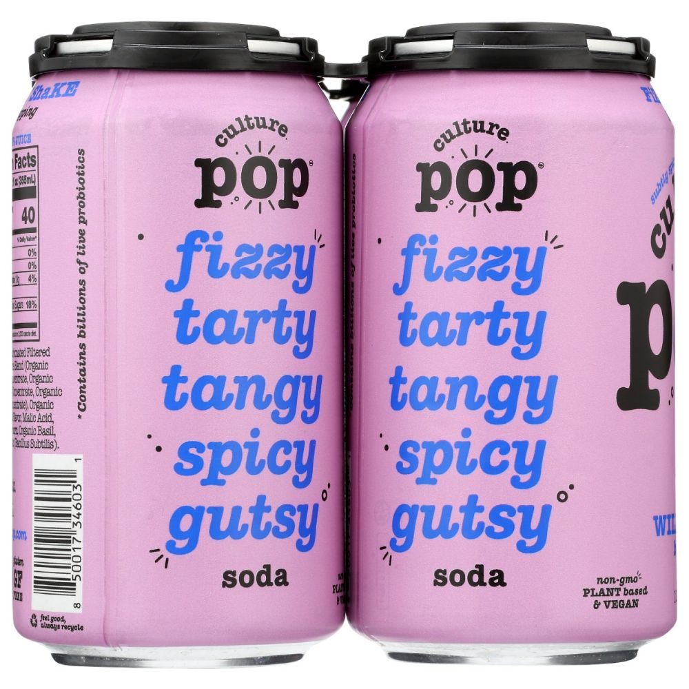 CULTURE POP: Soda Probiotic Wild Berry 4Pk, 48 fo