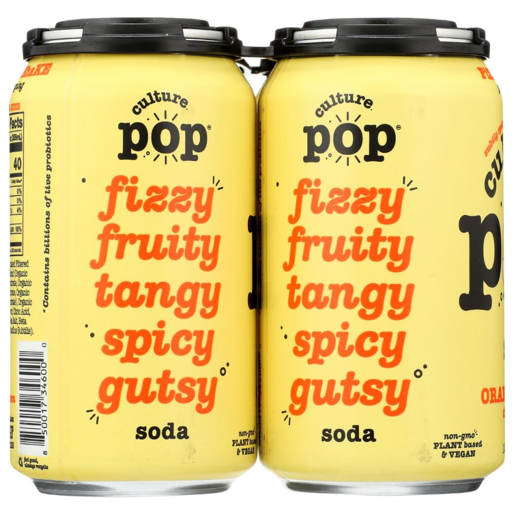 CULTURE POP: Soda Probiotic Orange Mango 4Pk, 48 fo