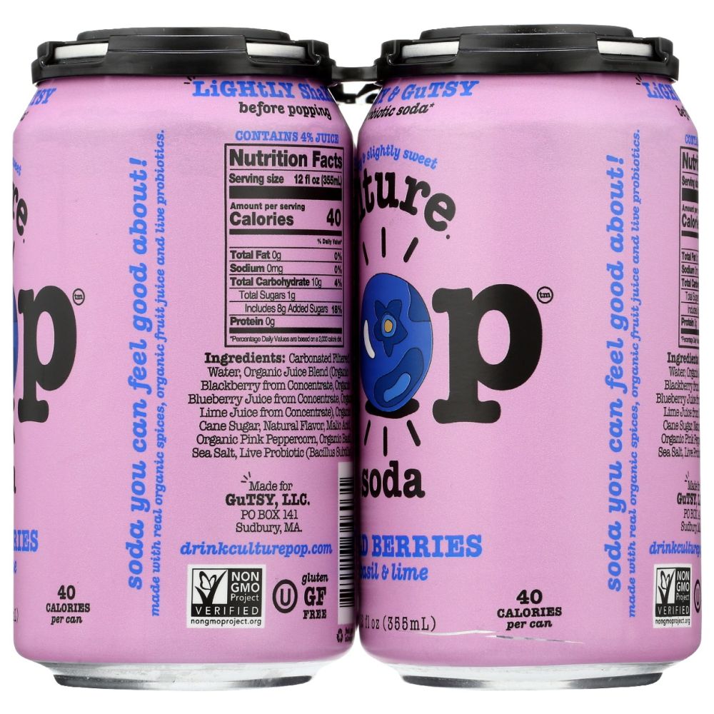 CULTURE POP: Soda Probiotic Wild Berry 4Pk, 48 fo