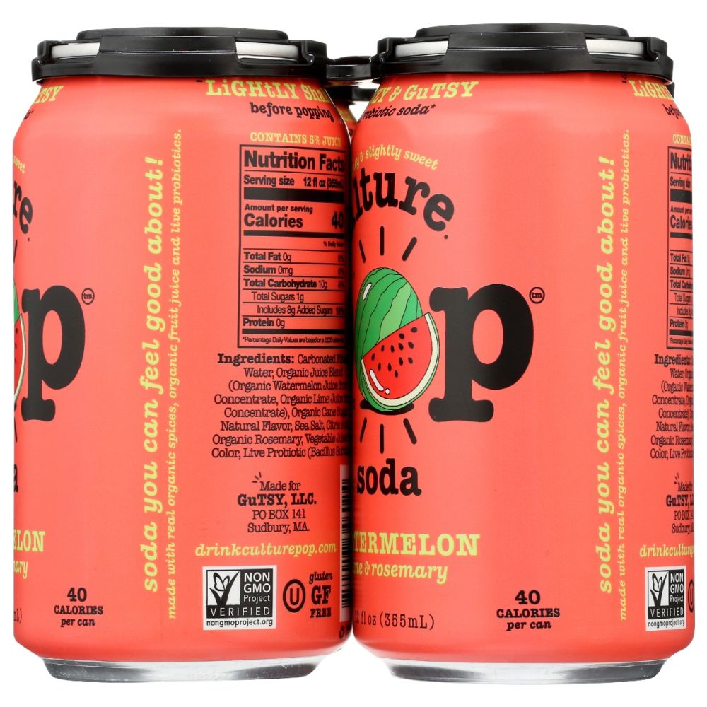 CULTURE POP: Soda Probiotic Watermelon 4Pk, 48 fo