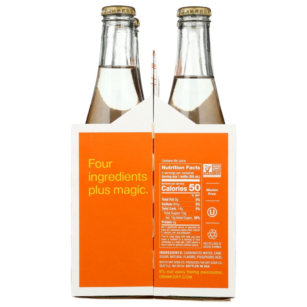 DRY SODA: Blood Orange Botanical Bubbly 4Pk, 48 fo