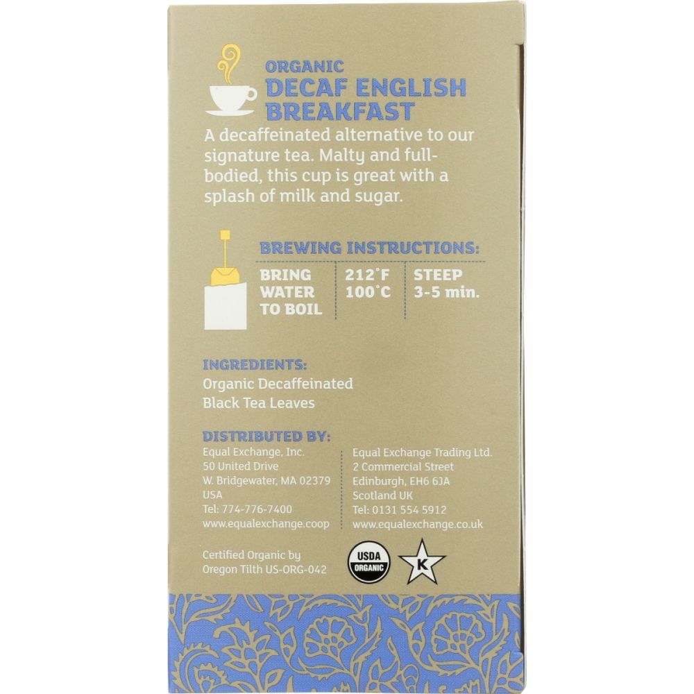 EQUAL EXCHANGE: English Breakfast Tea Decaf Organic, 20 bg