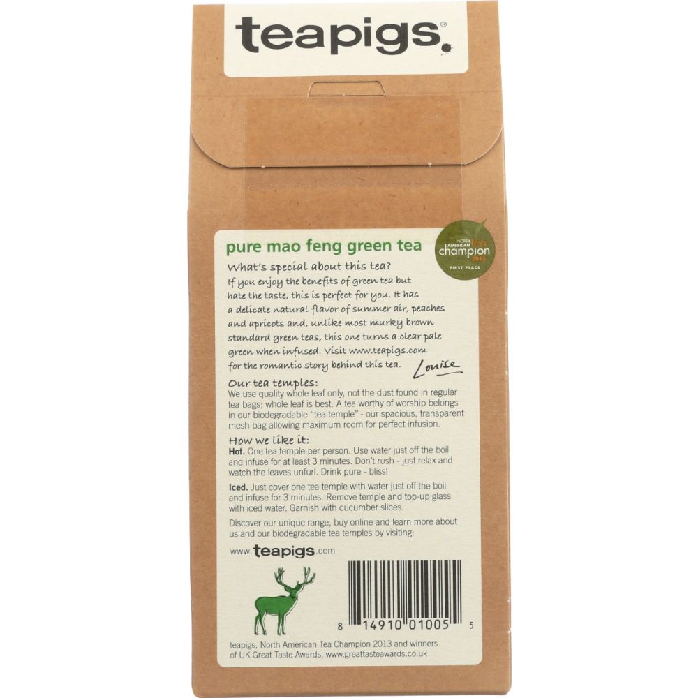 TEAPIGS: Mao Feng Green Tea, 15 bg