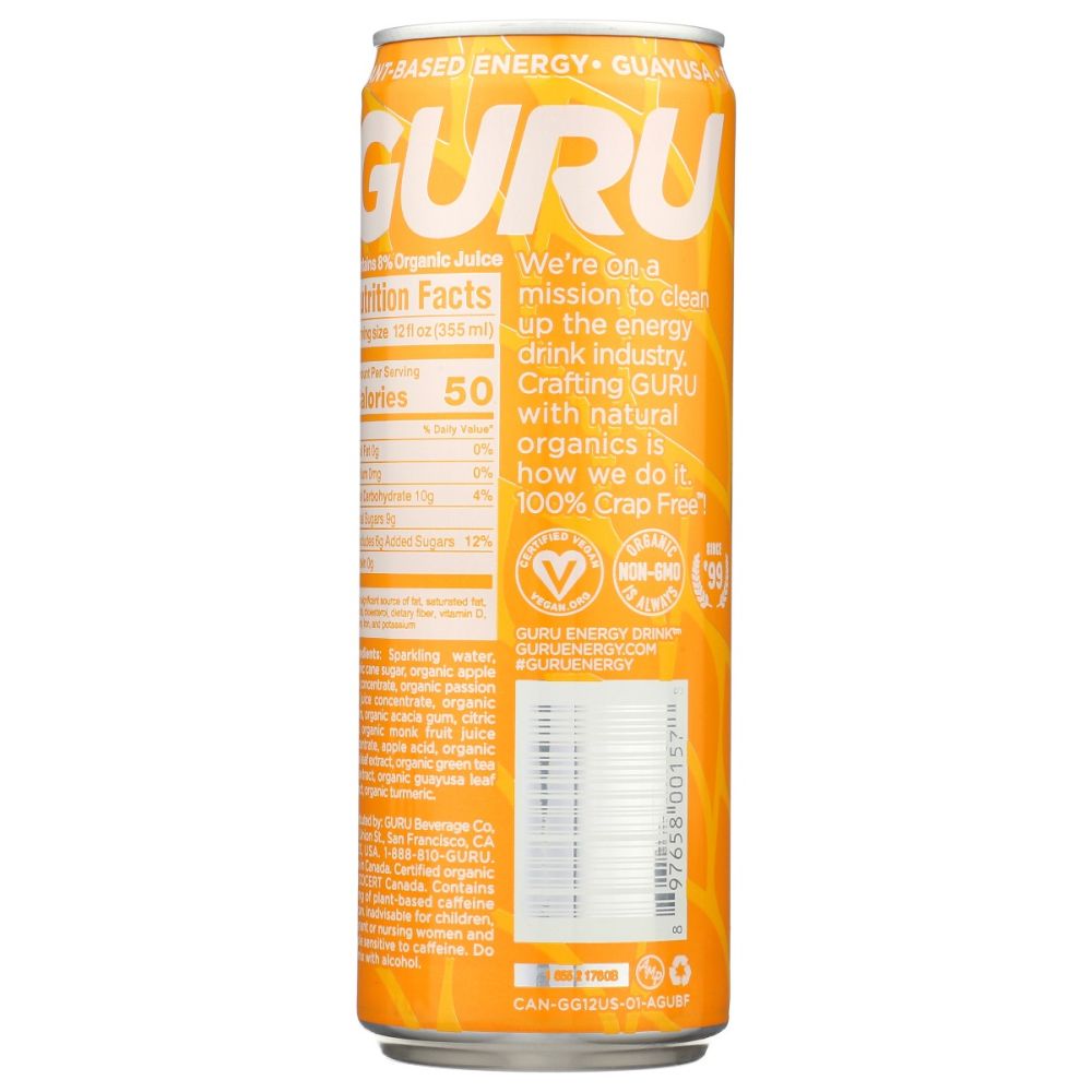 GURU: Guayusa Tropical Punch Energy Drink, 12 fo