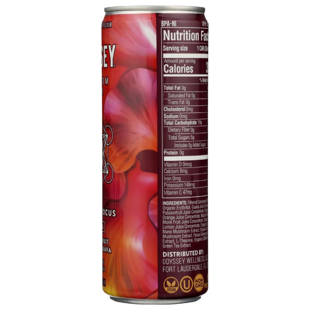 ODYSSEY ELIXIR: Energy Plus Focus Passion Fruit Orange Guava, 12 fo