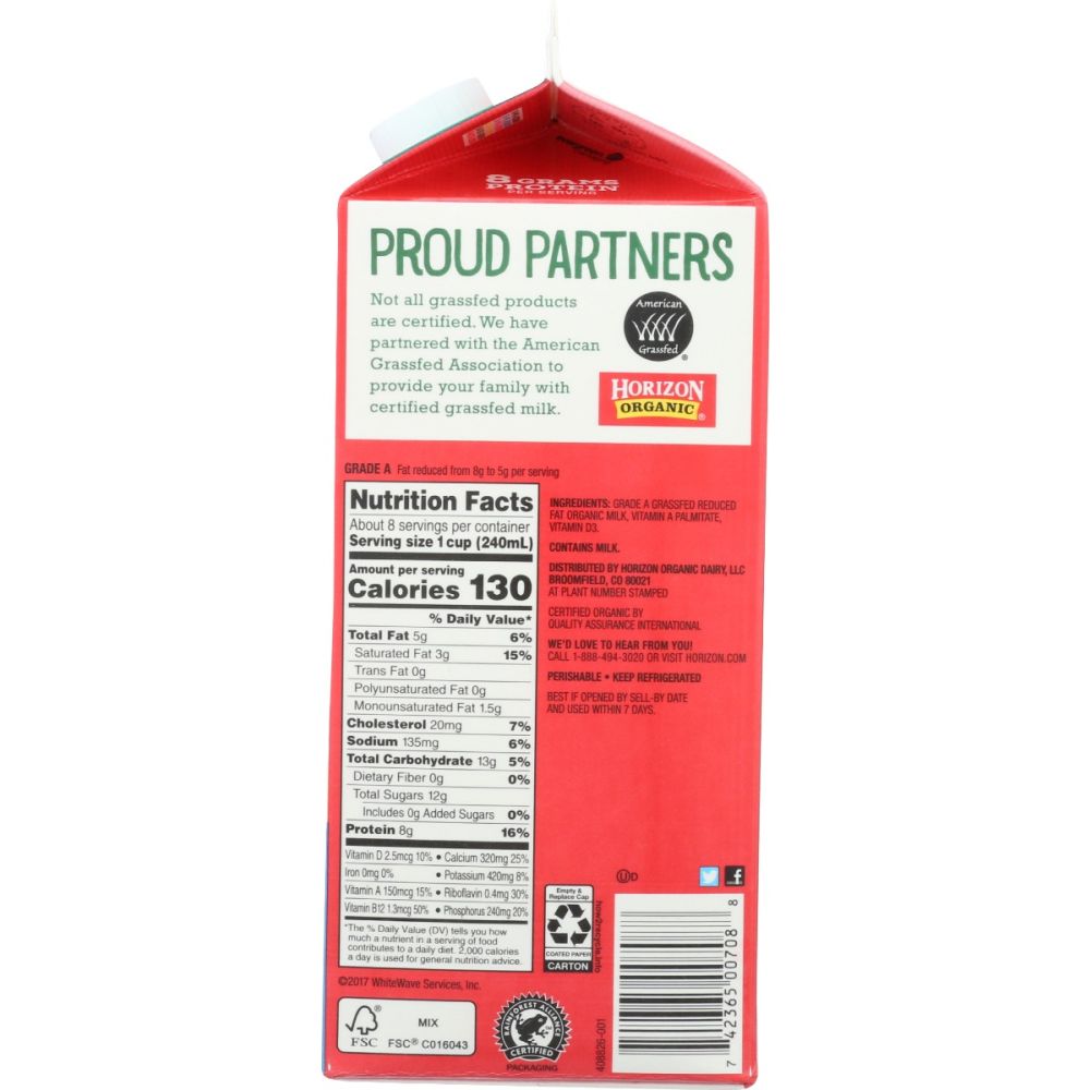 HORIZON: Organic Grassfed Reduced Fat Milk, 64 oz