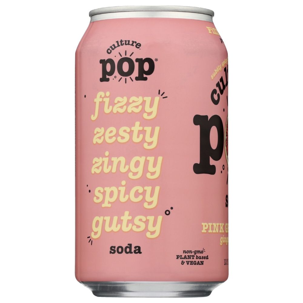 CULTURE POP: Pink Grapefruit Ginger & Juniper Probiotic Soda, 12 fo