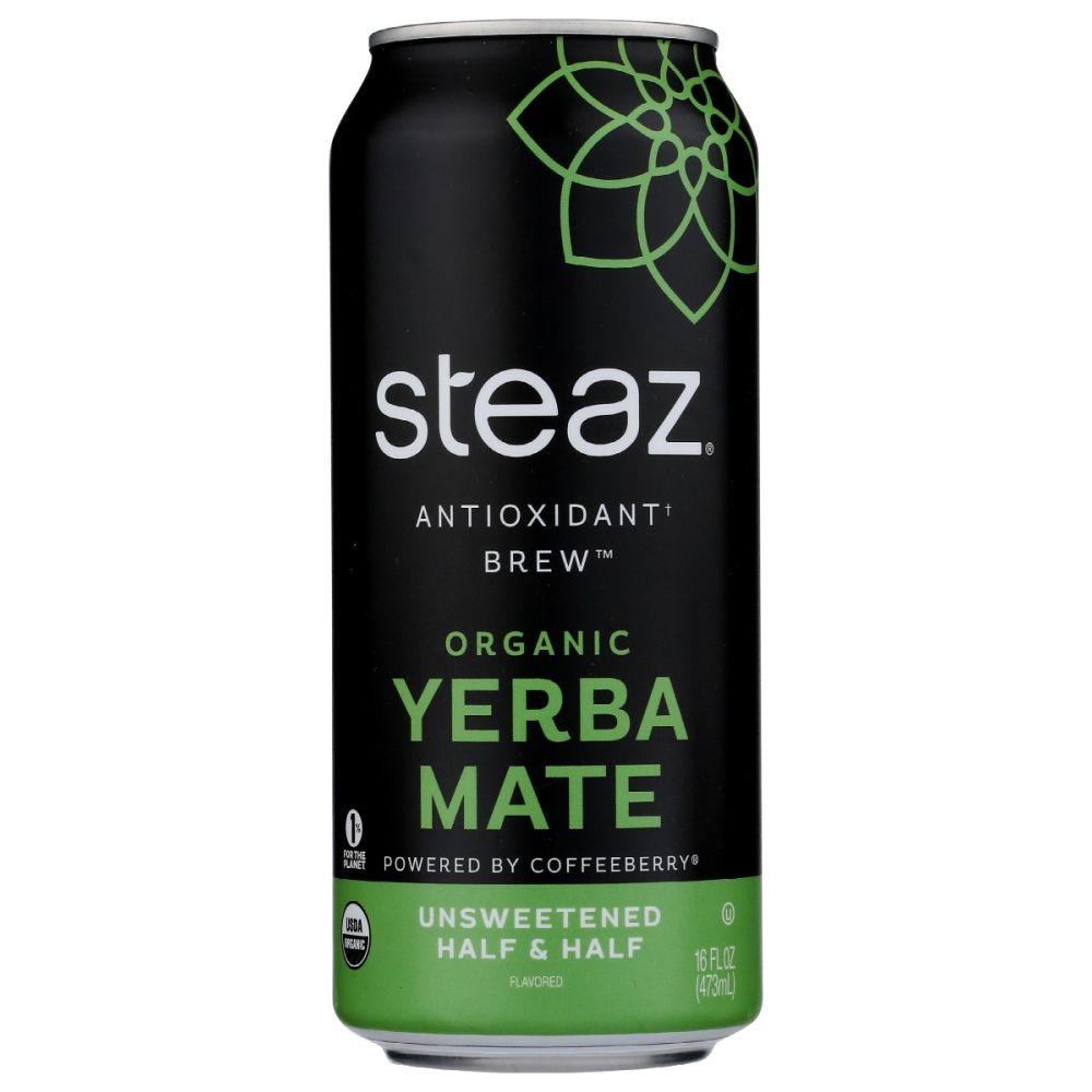 STEAZ: Organic Unsweetened Half & Half Yerba Mate, 16 oz