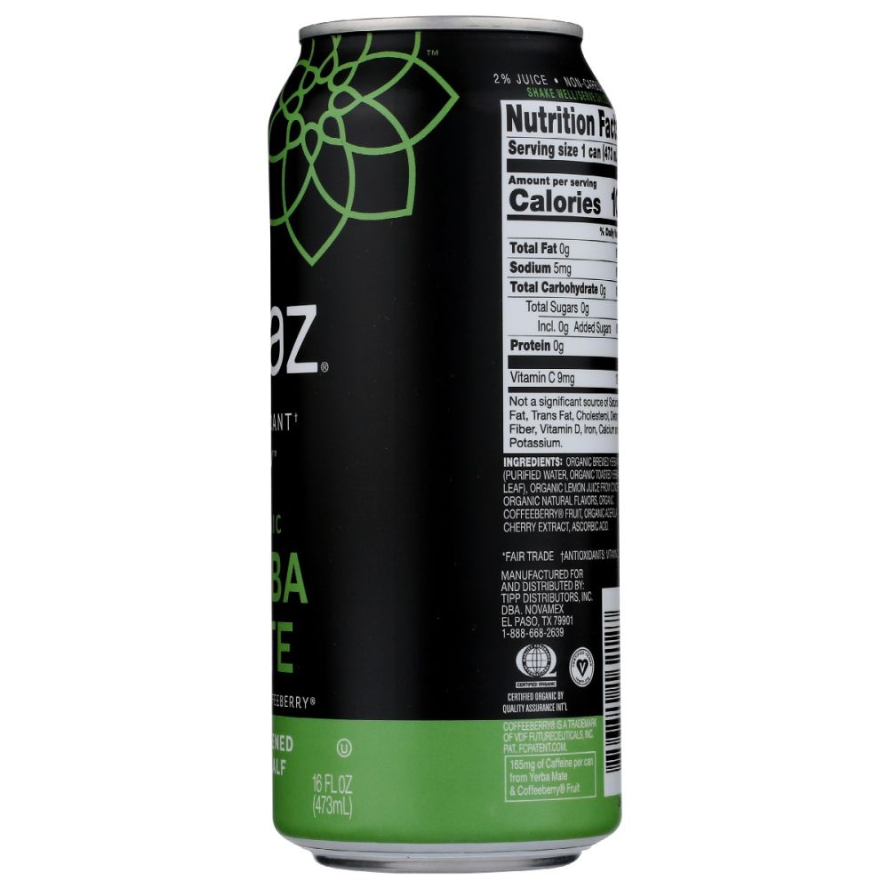 STEAZ: Organic Unsweetened Half & Half Yerba Mate, 16 oz