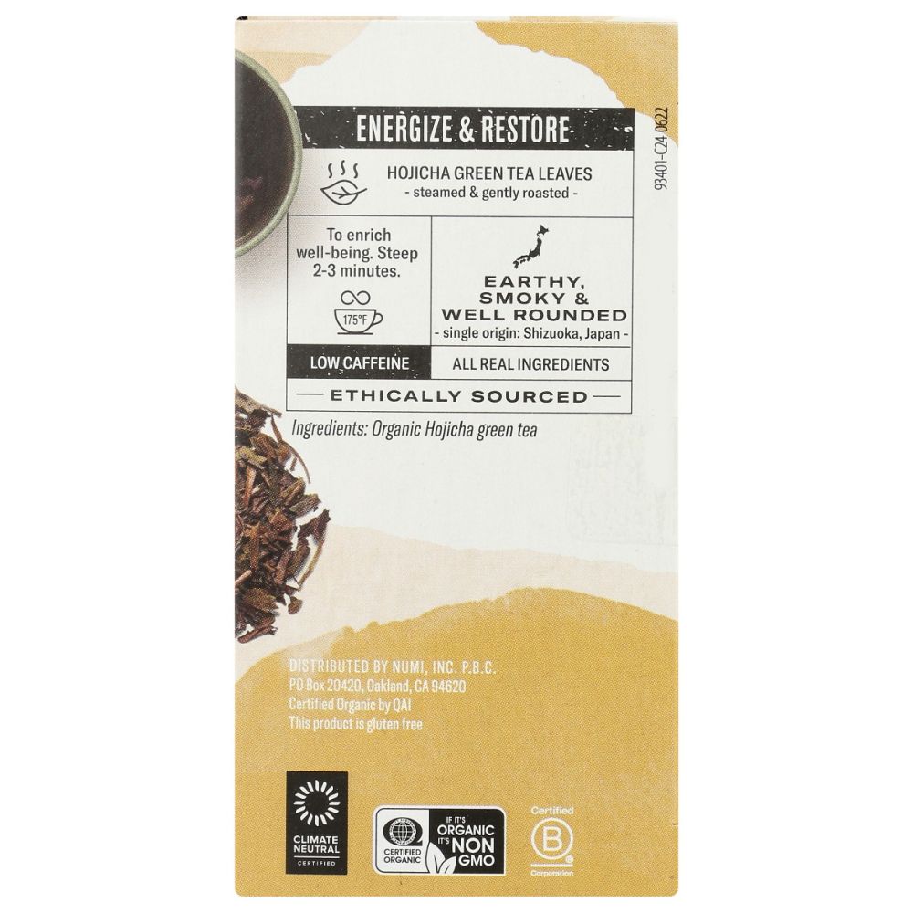 NUMI TEAS: Hojicha Roasted Japanese Green Tea, 16 bg