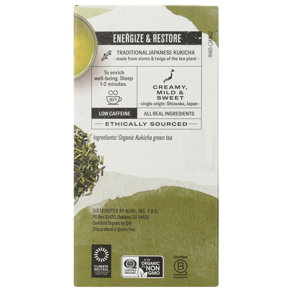 NUMI TEAS: Kukicha Mellow Japanese Green Tea, 16 bg