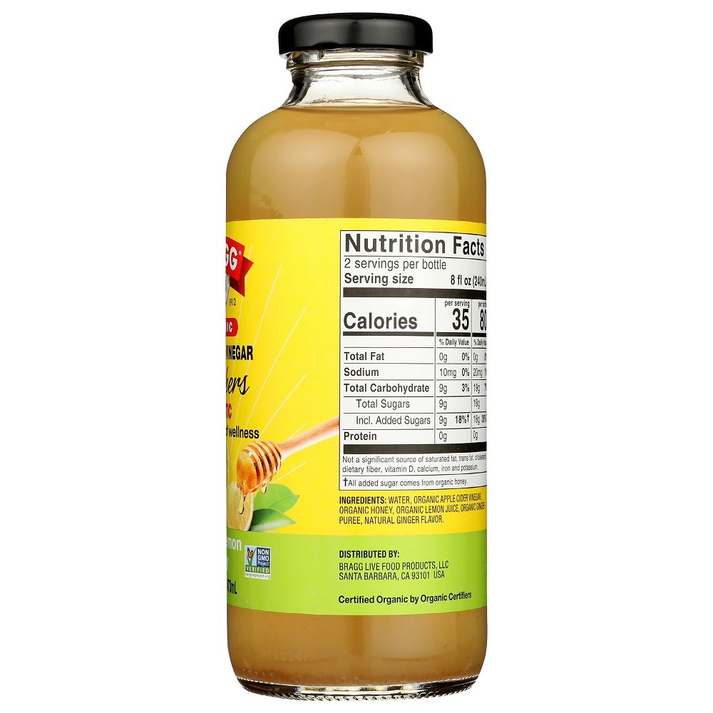 BRAGG: Organic Ginger Lemon Honey Apple Cider Vinegar Refreshers, 16 oz