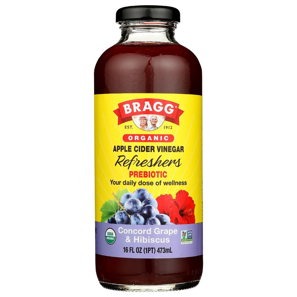 BRAGG: Organic Concord Grape & Hibiscus Apple Cider Vinegar Refreshers, 16 oz