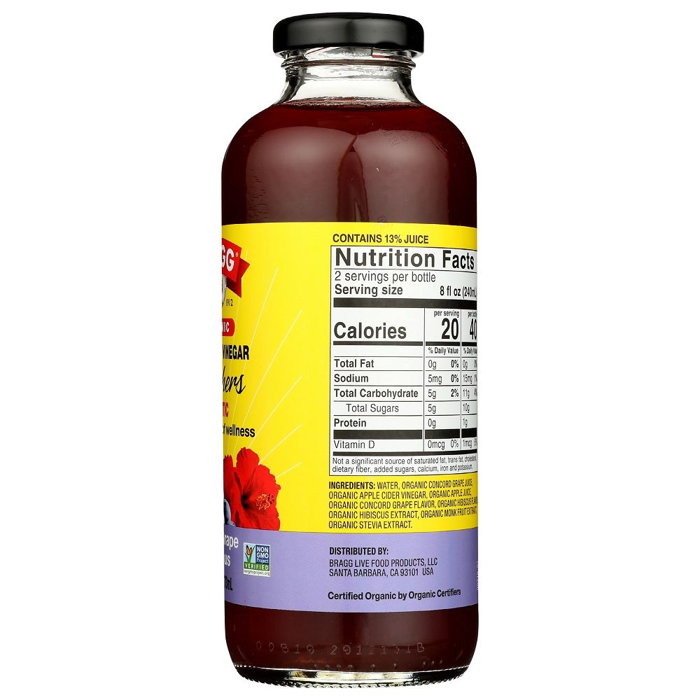 BRAGG: Organic Concord Grape & Hibiscus Apple Cider Vinegar Refreshers, 16 oz