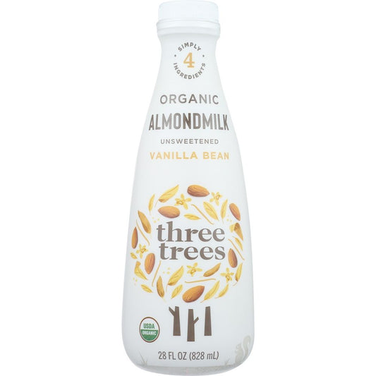 THREE TREES: Unsweetened Vanilla Bean Almond Milk, 28 oz