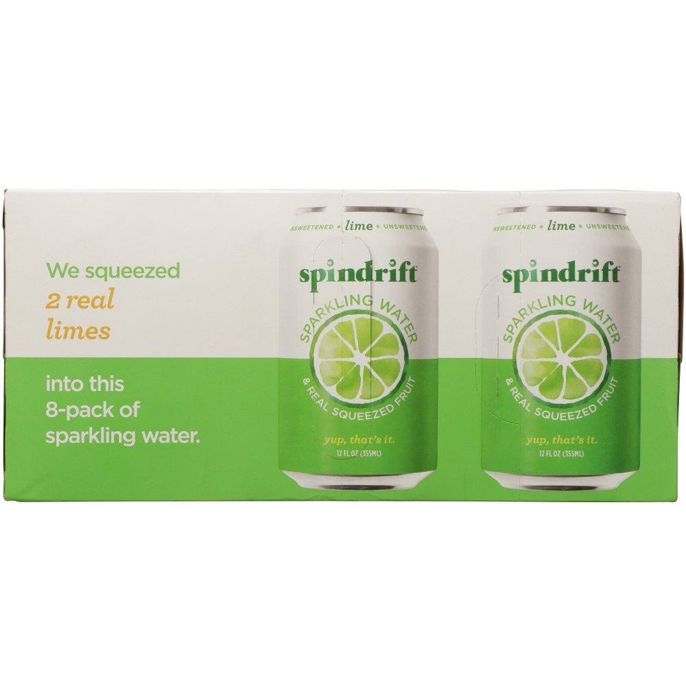 SPINDRIFT: Lime Sparkling Water 8 Pack, 96 fo