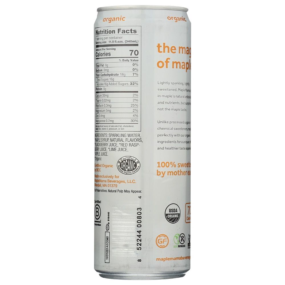 MAPLE MAMA: Raspberry Lime Organic Sparkling Drink, 11.5 fo