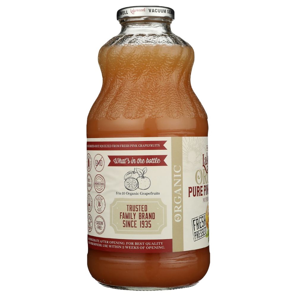 LAKEWOOD: Organic Pure Pink Grapefruit Juice, 32 fo