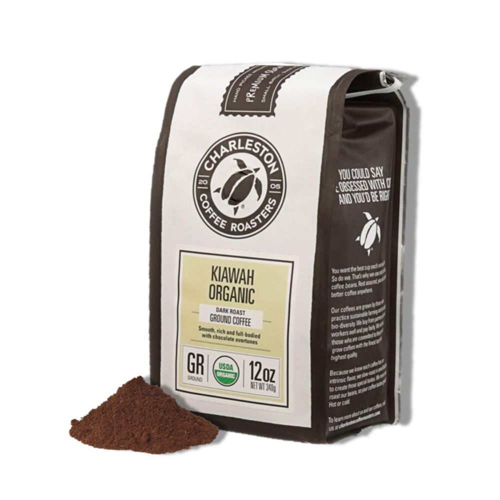 CHARLESTON COFFEE ROASTERS: Kiawah Organic Dark Roast Ground Coffee, 12 oz