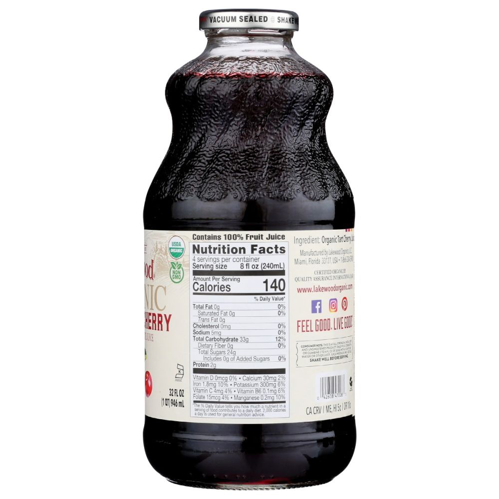 LAKEWOOD: Organic Pure Tart Cherry Juice, 32 fo