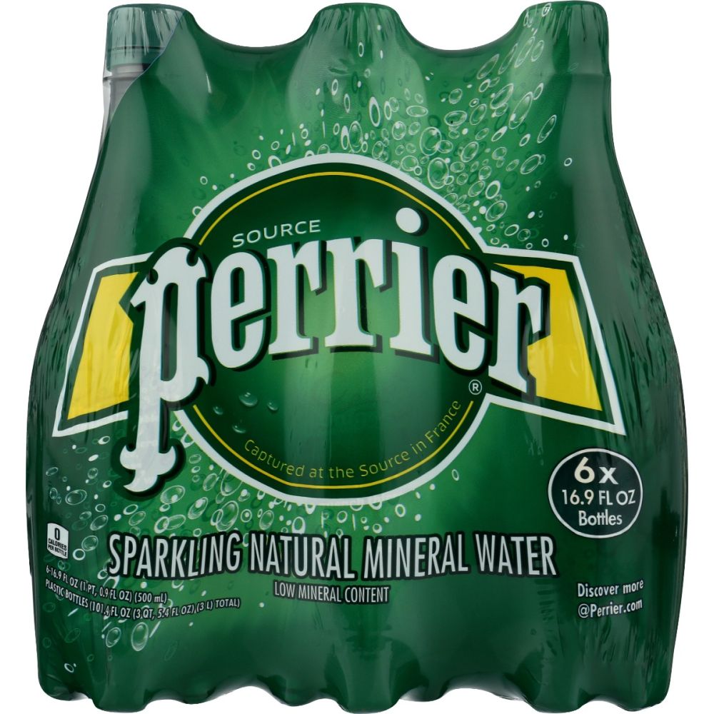 PERRIER: Sparkling Natural Mineral Water 6 Pack Pet, 101.4 oz
