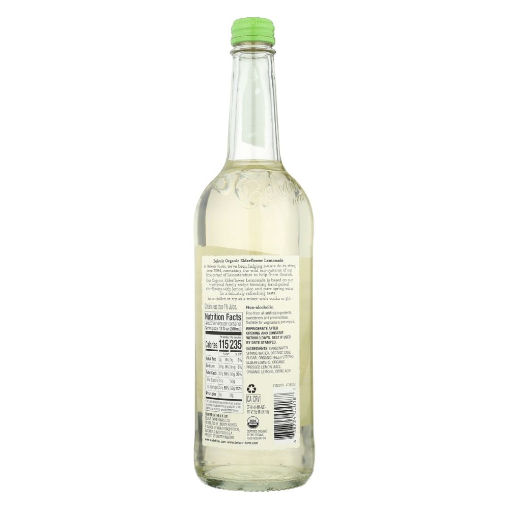 BELVOIR: Organic Elderflower Lemonade Soft Drink, 25.4 fo