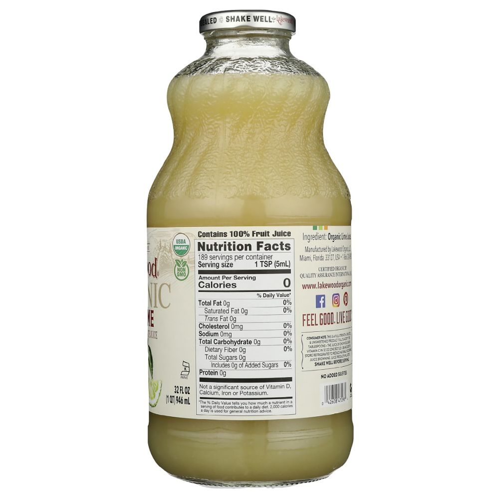 LAKEWOOD: Organic Pure Lime Juice, 32 oz