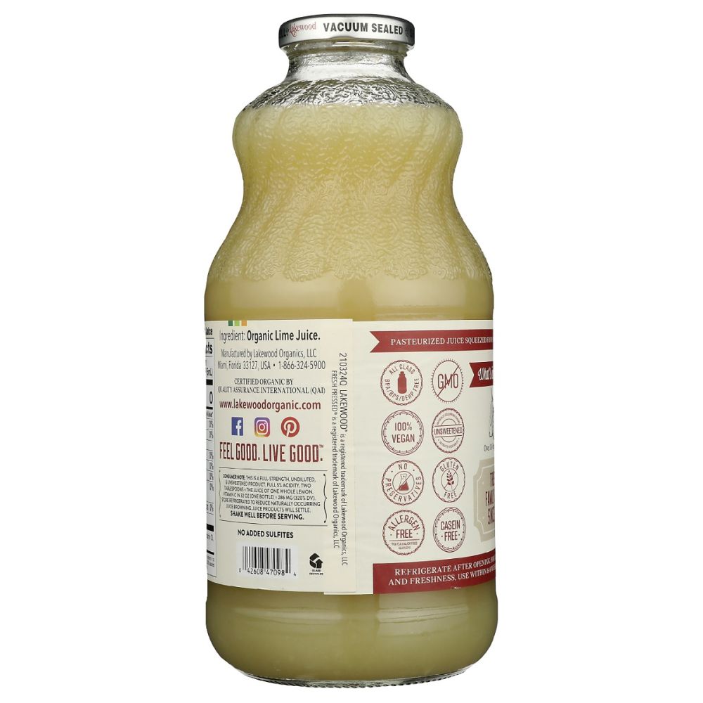 LAKEWOOD: Organic Pure Lime Juice, 32 oz