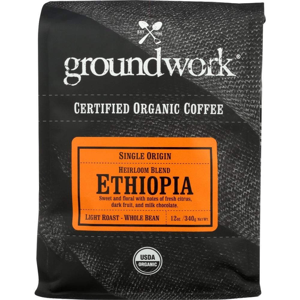 GROUNDWORK COFFEE: Ethiopia Organic Coffee Single Origin, 12 oz