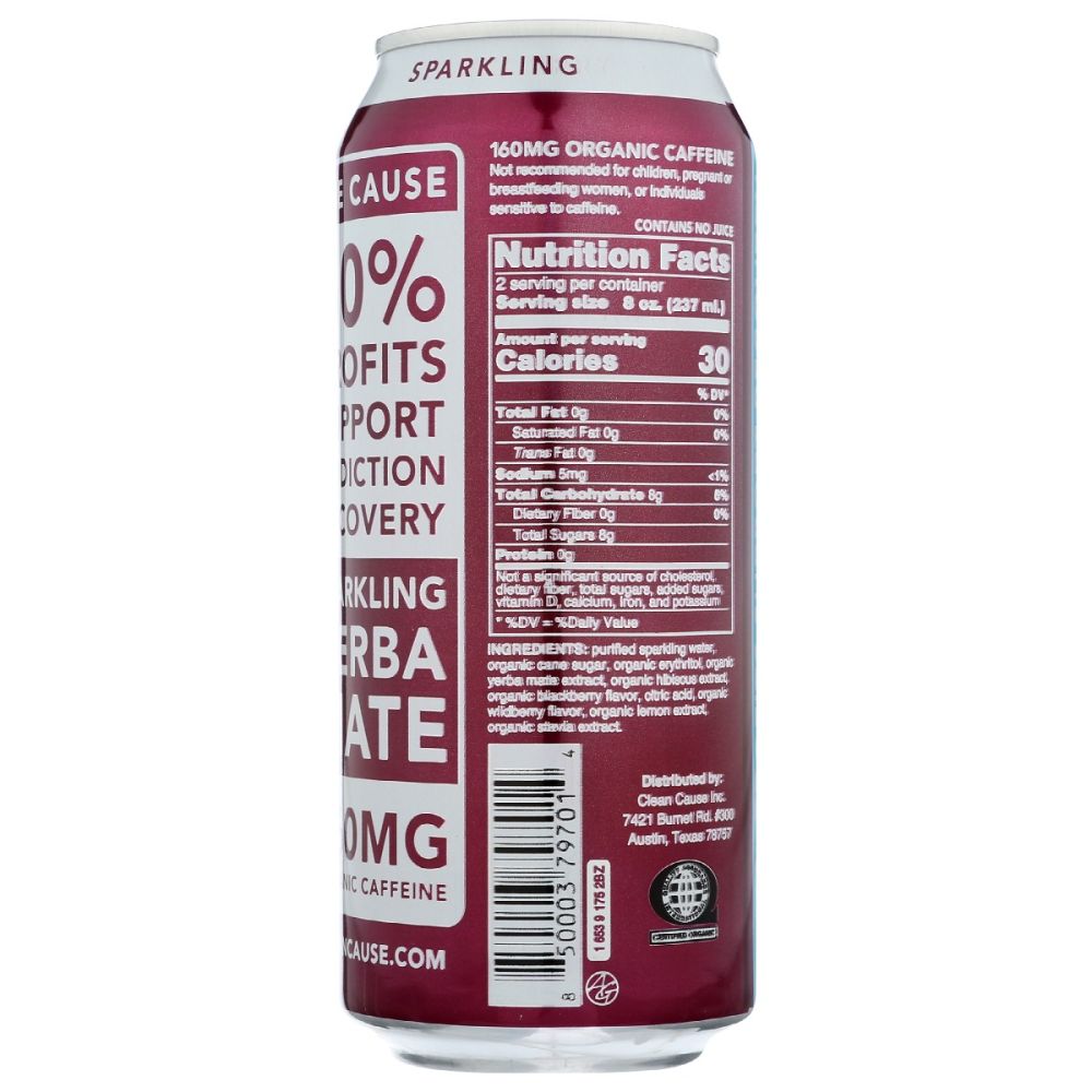 CLEAN CAUSE: Blackberry Sparkling Yerba Mate Tea, 16 fo