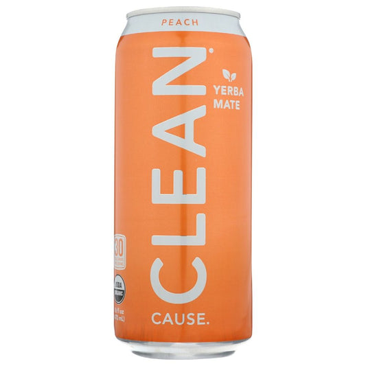 CLEAN CAUSE: Peach Sparkling Yerba Mate Tea, 16 fo