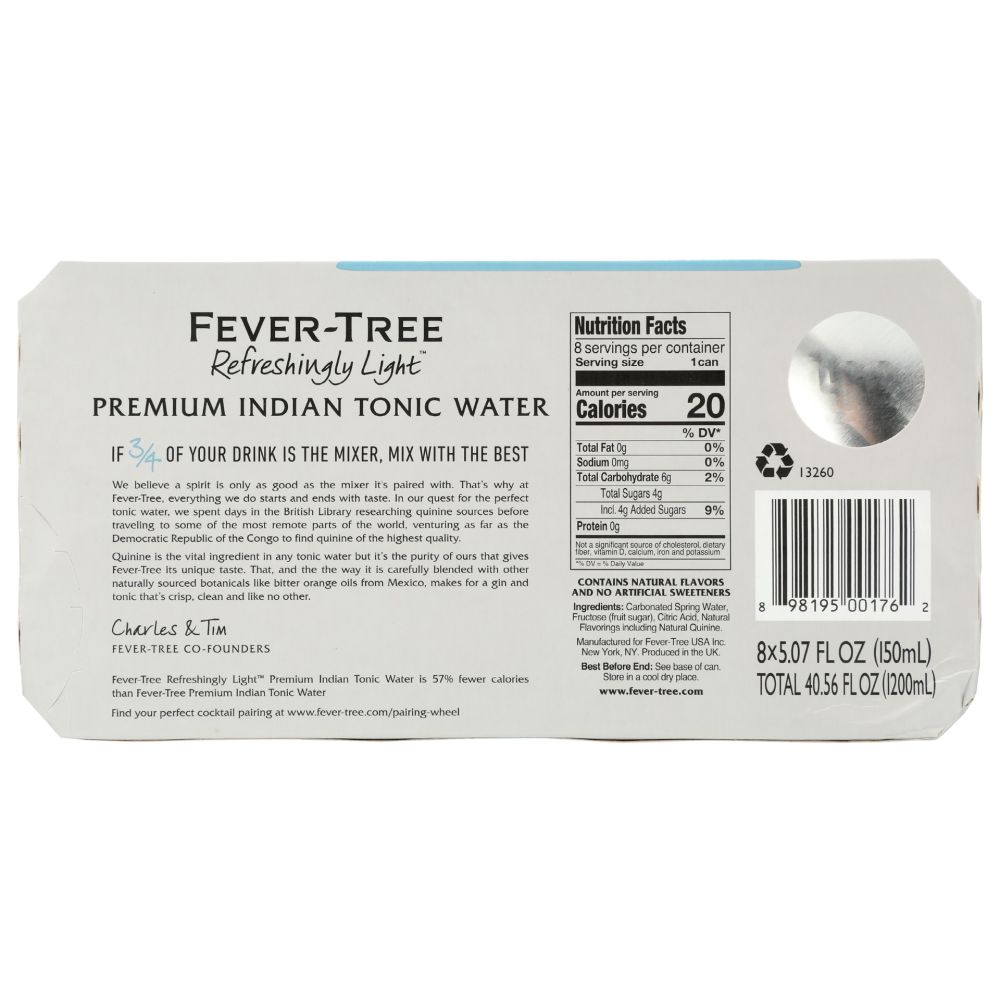 FEVER TREE: Premium Indian Tonic Water, 40.56 fo