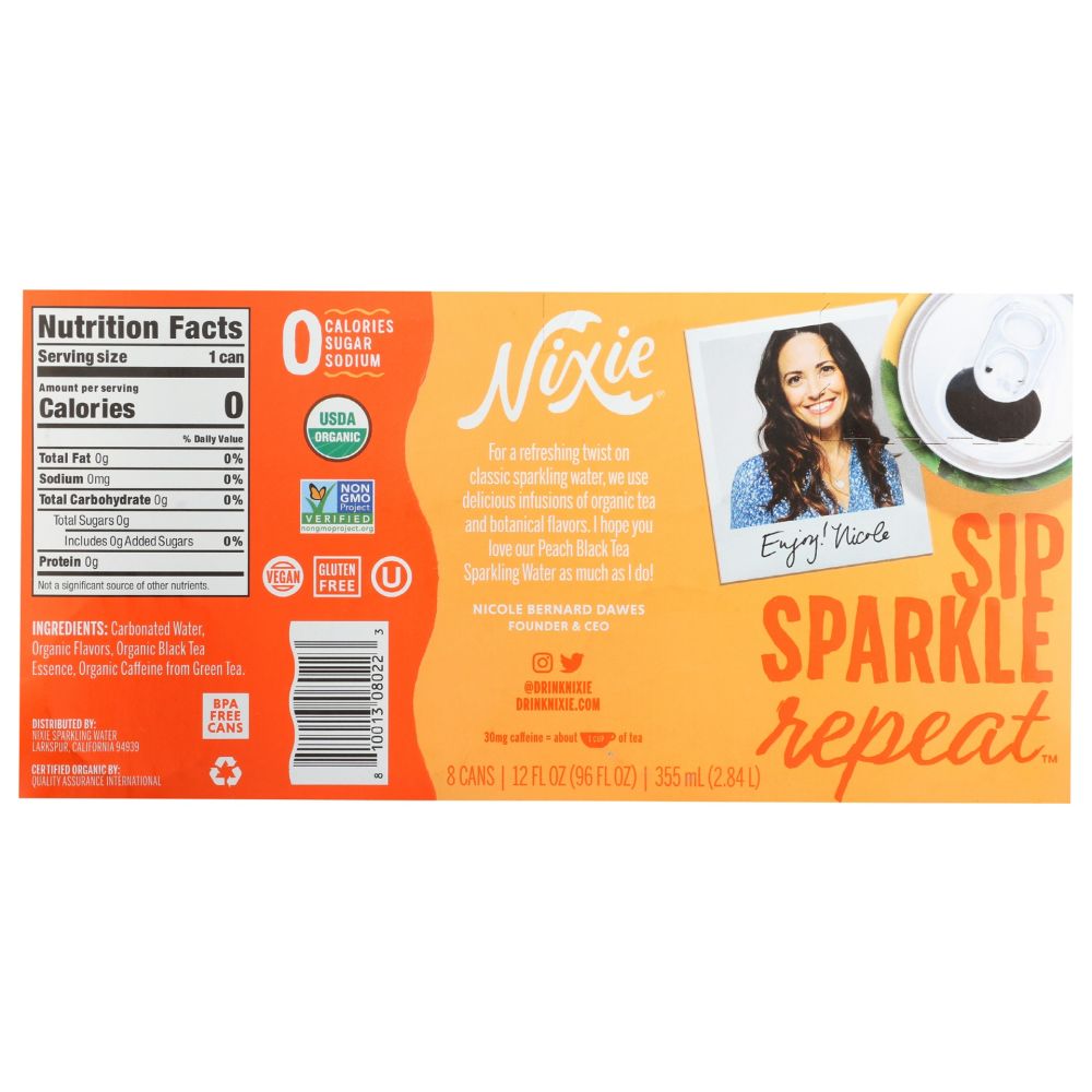 NIXIE: Water Sprk Peach Blk Tea, 96 fo