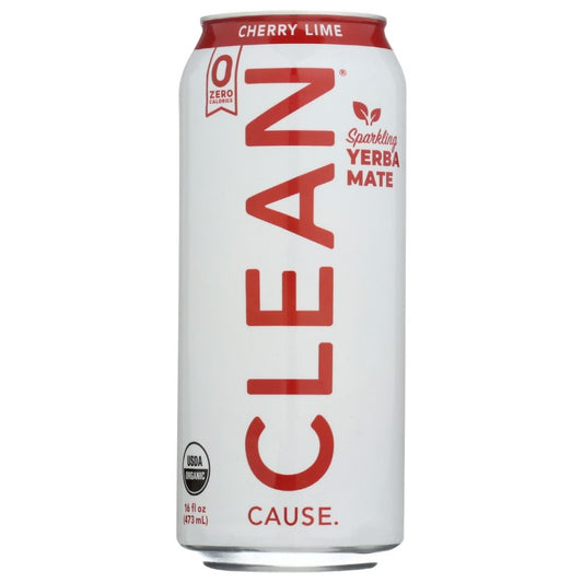 CLEAN CAUSE: Cherry Lime Sparkling Yerba Mate, 16 fo