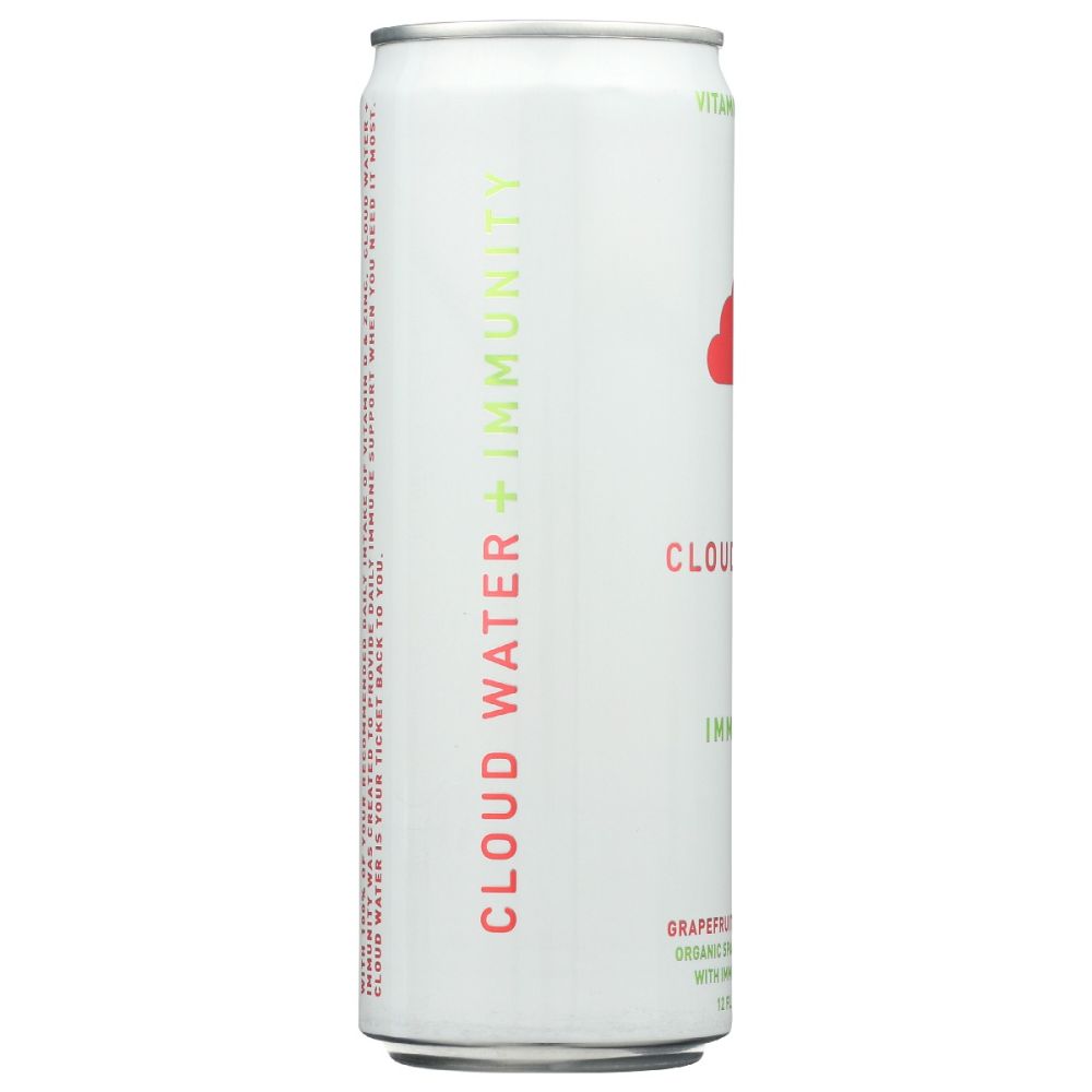 CLOUD WATER IMMUNITY: Organic Grapefruit & Mint & Basil Sparkling Water, 12 fo