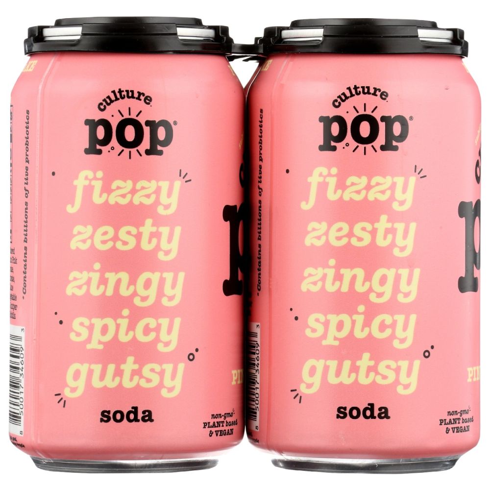 CULTURE POP: Pink Grapefruit Ginger & Juniper Probiotic Soda, 48 fo