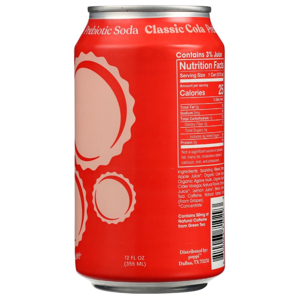 POPPI: Classic Cola Prebiotic Soda, 12 fo