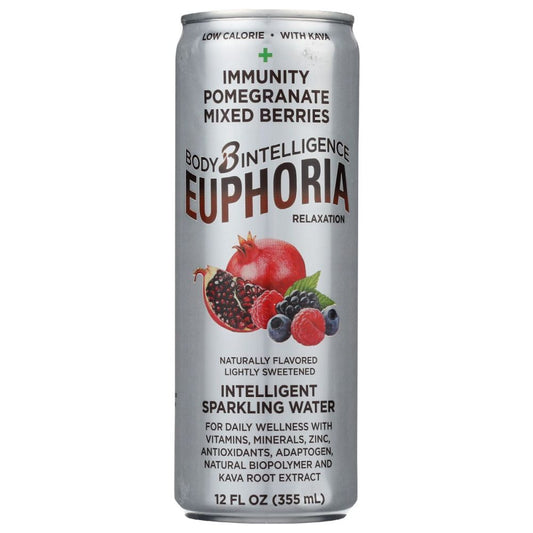 BODY INTELLIGENCE: Euphoria Intelligent Sparkling Water Pomegranate Mixed Berries, 12 fo