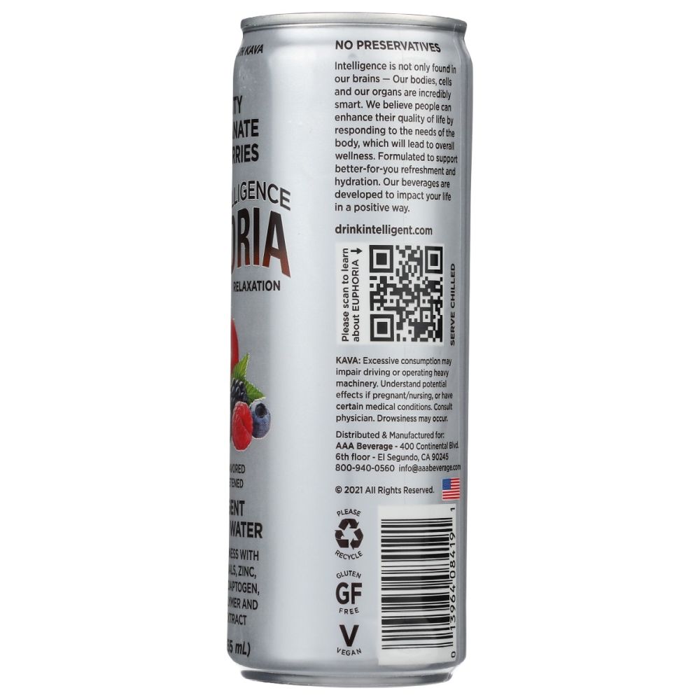 BODY INTELLIGENCE: Euphoria Intelligent Sparkling Water Pomegranate Mixed Berries, 12 fo