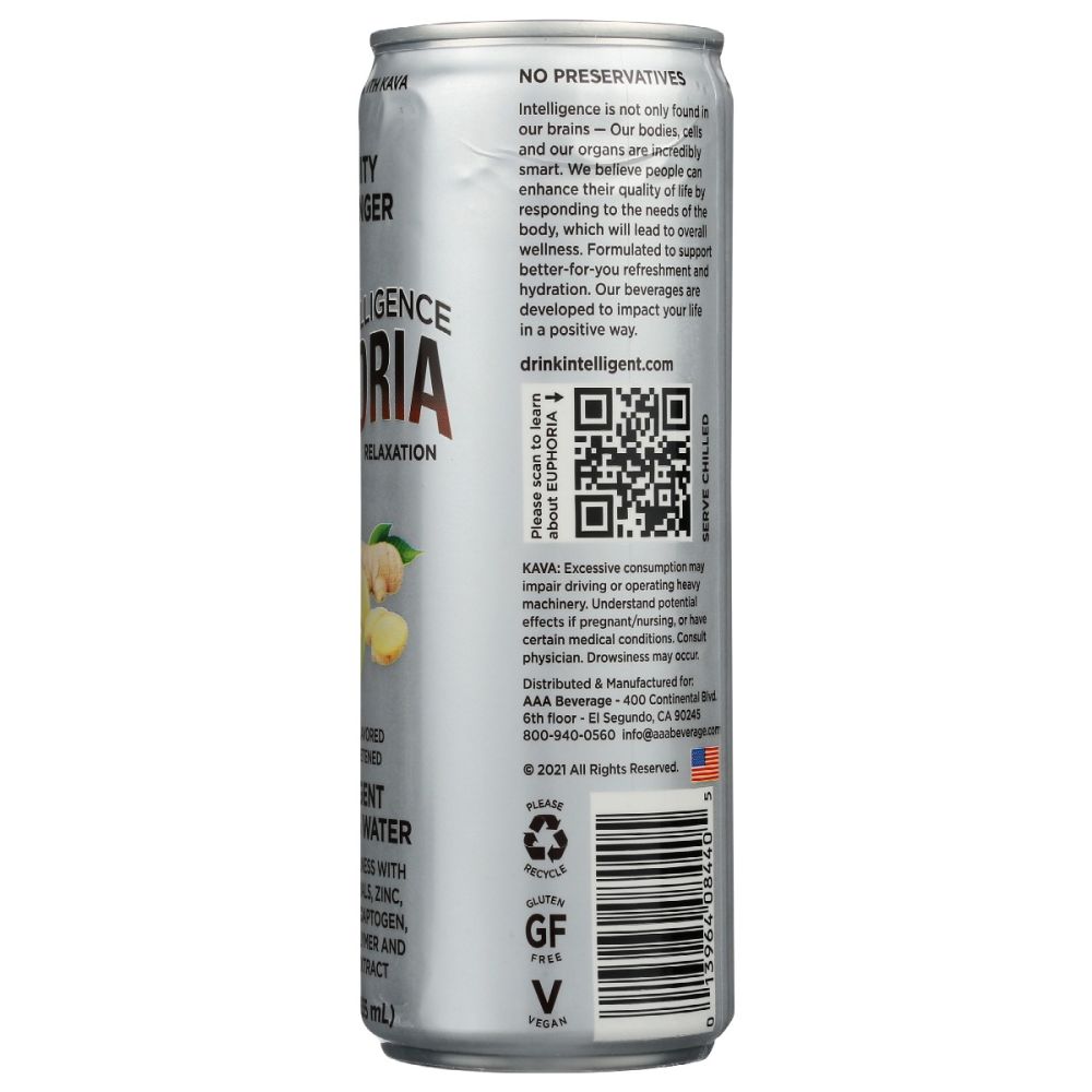 BODY INTELLIGENCE: Euphoria Intelligent Sparkling Water Pear Ginger, 12 fo