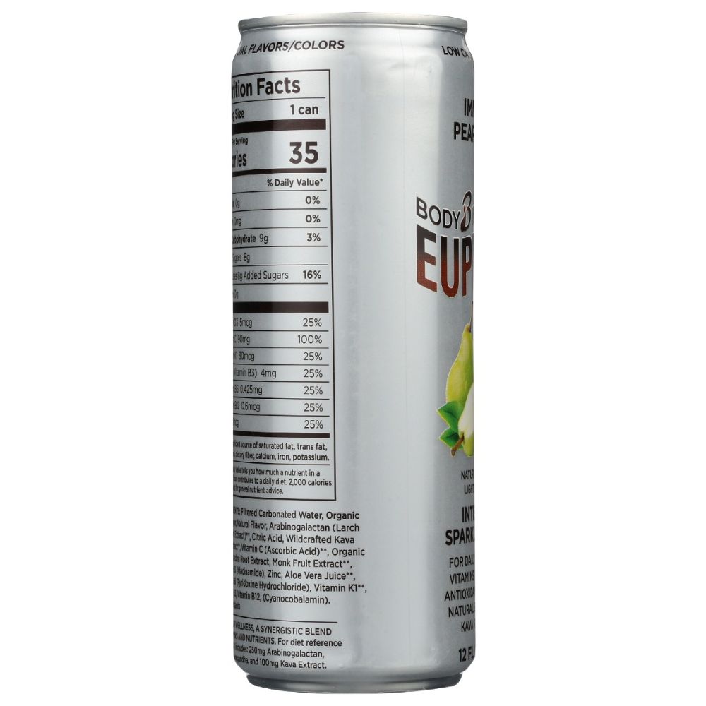 BODY INTELLIGENCE: Euphoria Intelligent Sparkling Water Pear Ginger, 12 fo