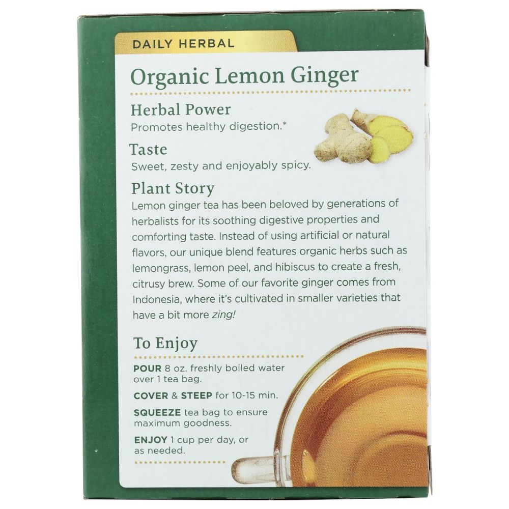 TRADITIONAL MEDICINALS: Tea Lemon Ginger Org, 16 bg