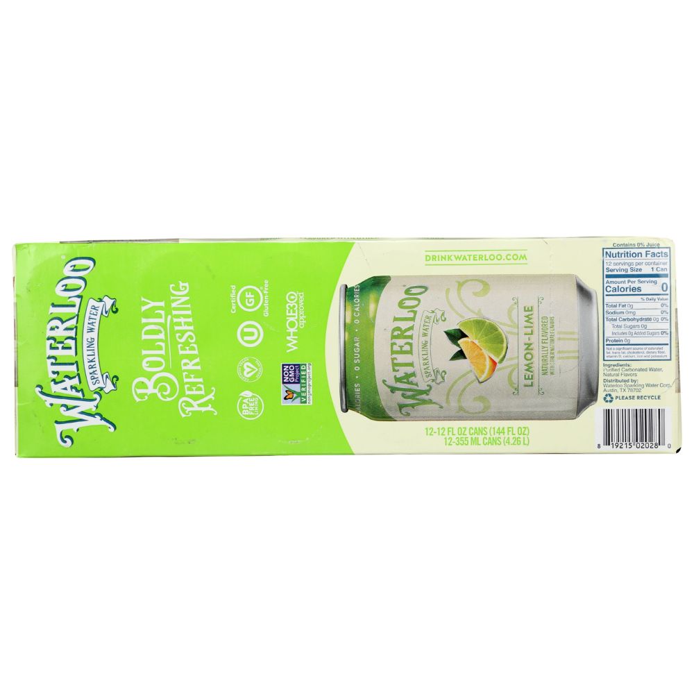 WATERLOO SPARKLING WATER: Water Sprkl Lmn Lime 12Pk, 144 fo