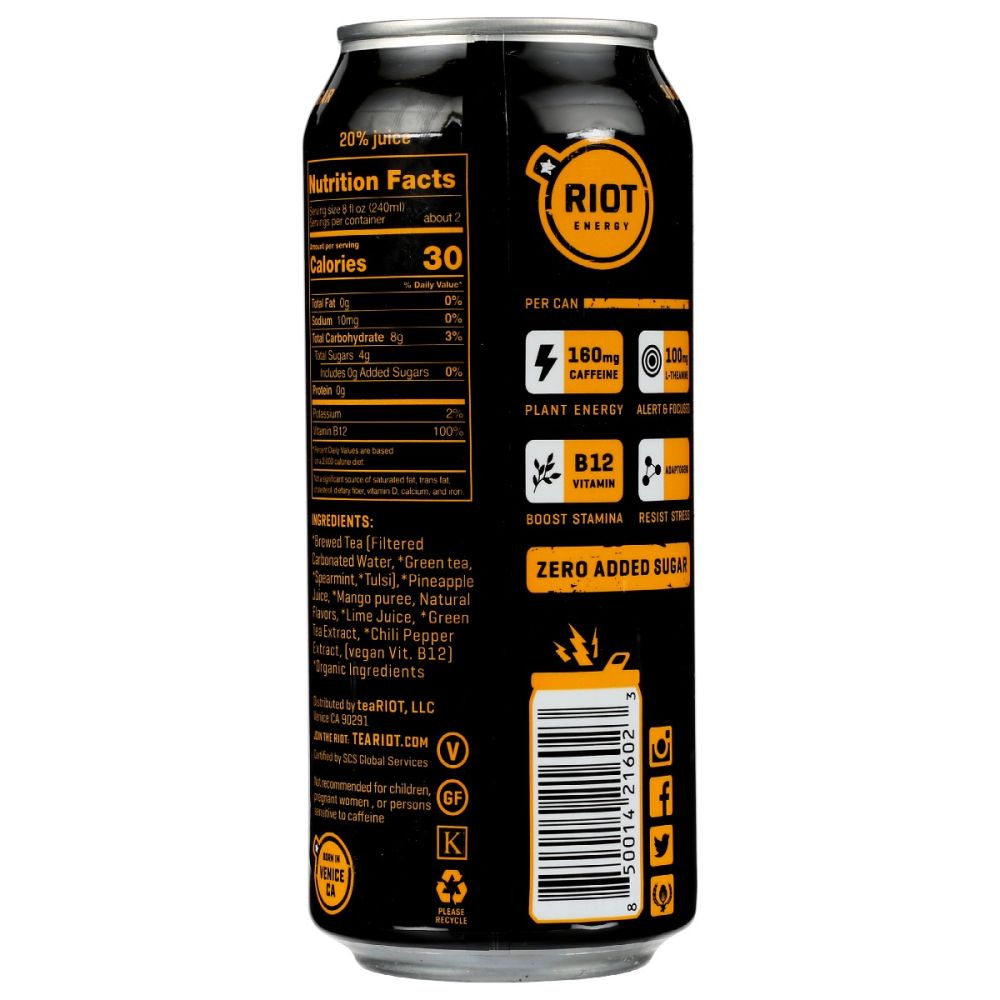 RIOT ENERGY: Drink Mango Riot Energy, 16 fo