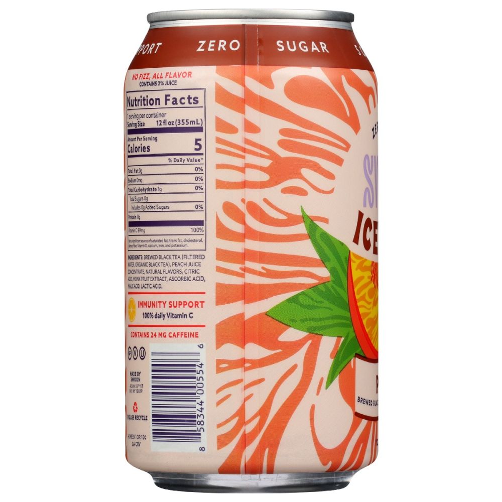 SWOON: Tea Peach Iced Zero Sugar, 12 fo