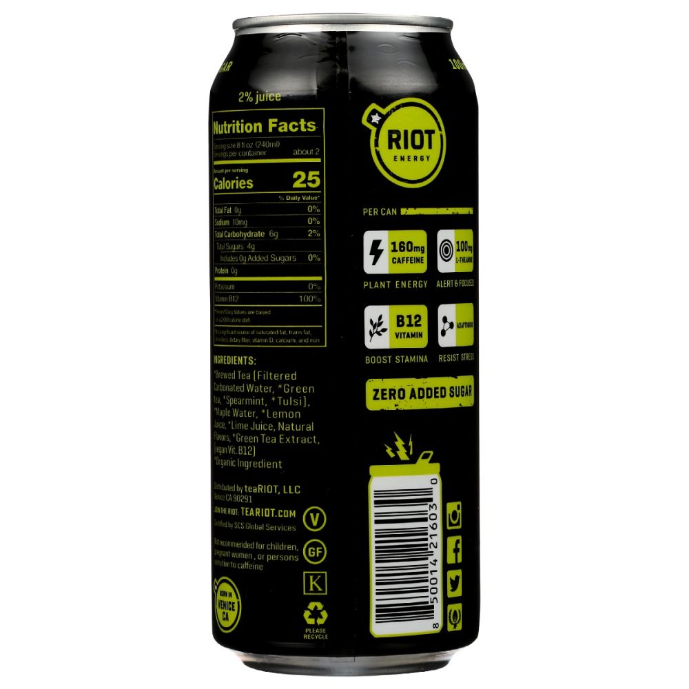 RIOT ENERGY: Drink Citrus Lime Energy, 16 fo