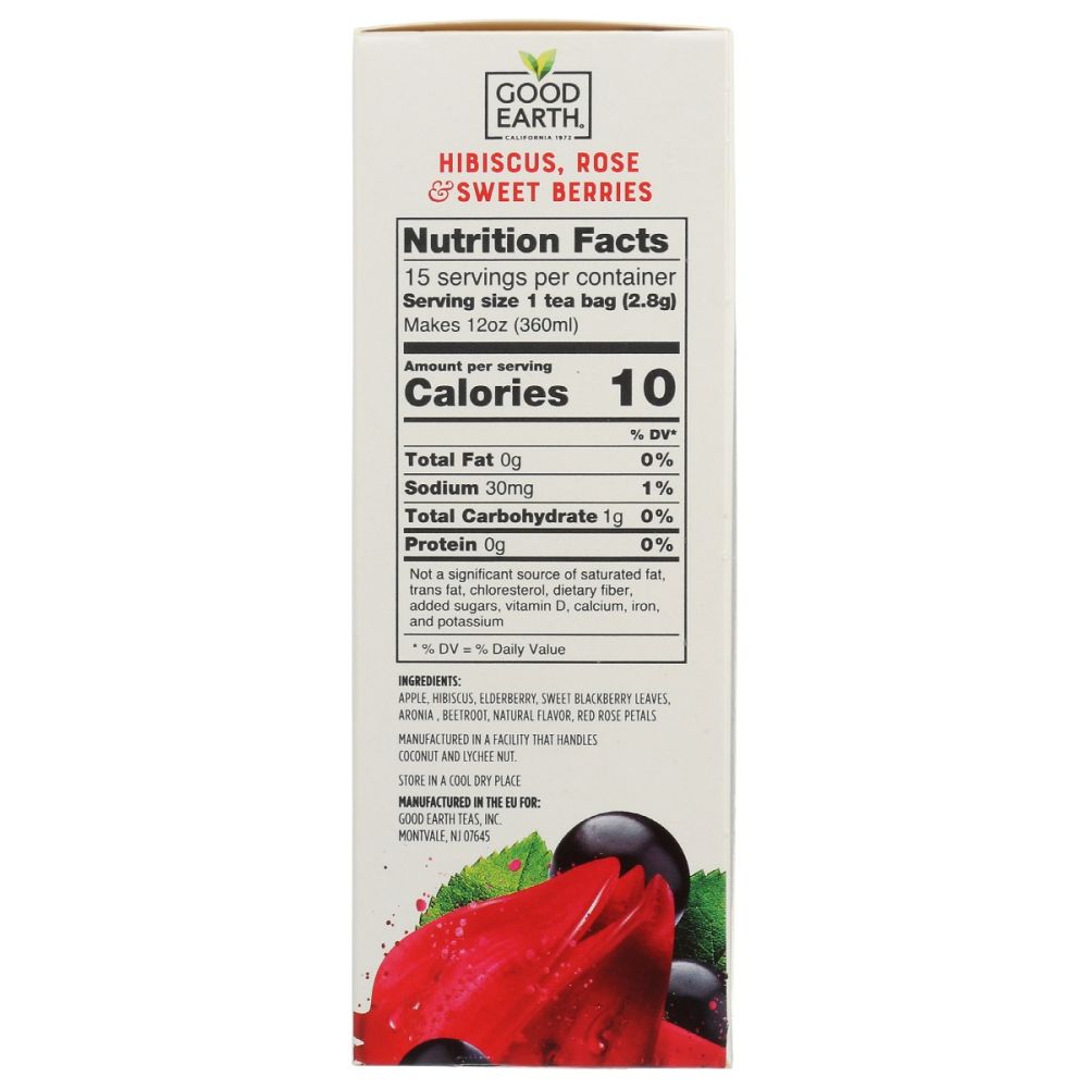 GOOD EARTH: Tea Sensorial Berry Rose, 15 bg