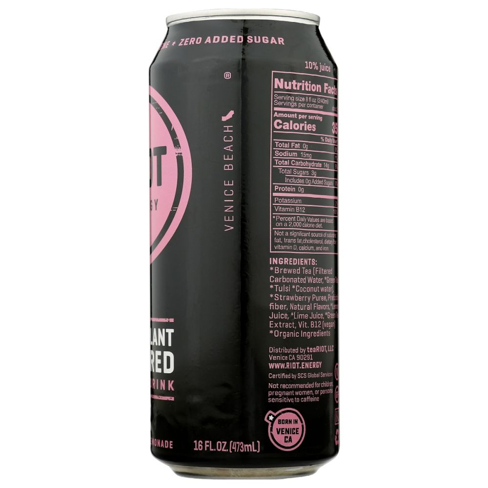 RIOT ENERGY: Drink Strwby Lmnade Enrgy, 16 FO