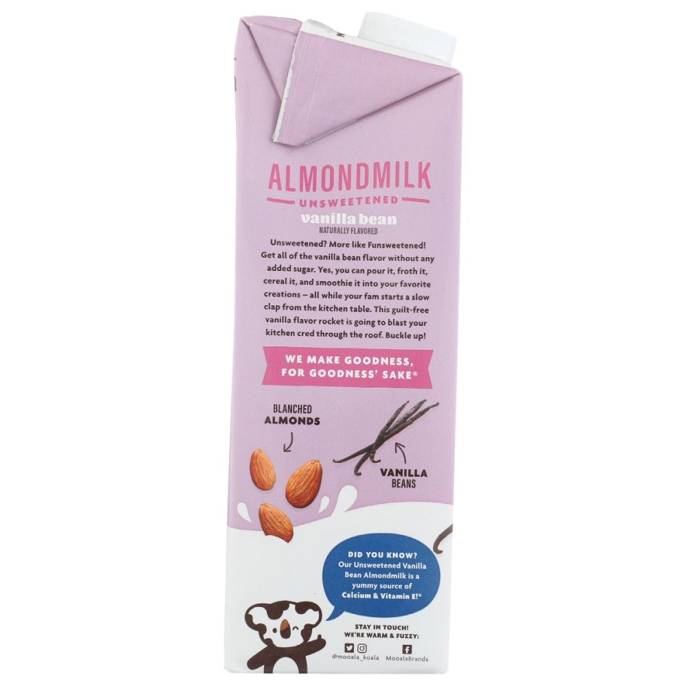 MOOALA: Unsweetened Vanilla Bean Almond Milk, 33.8 fo