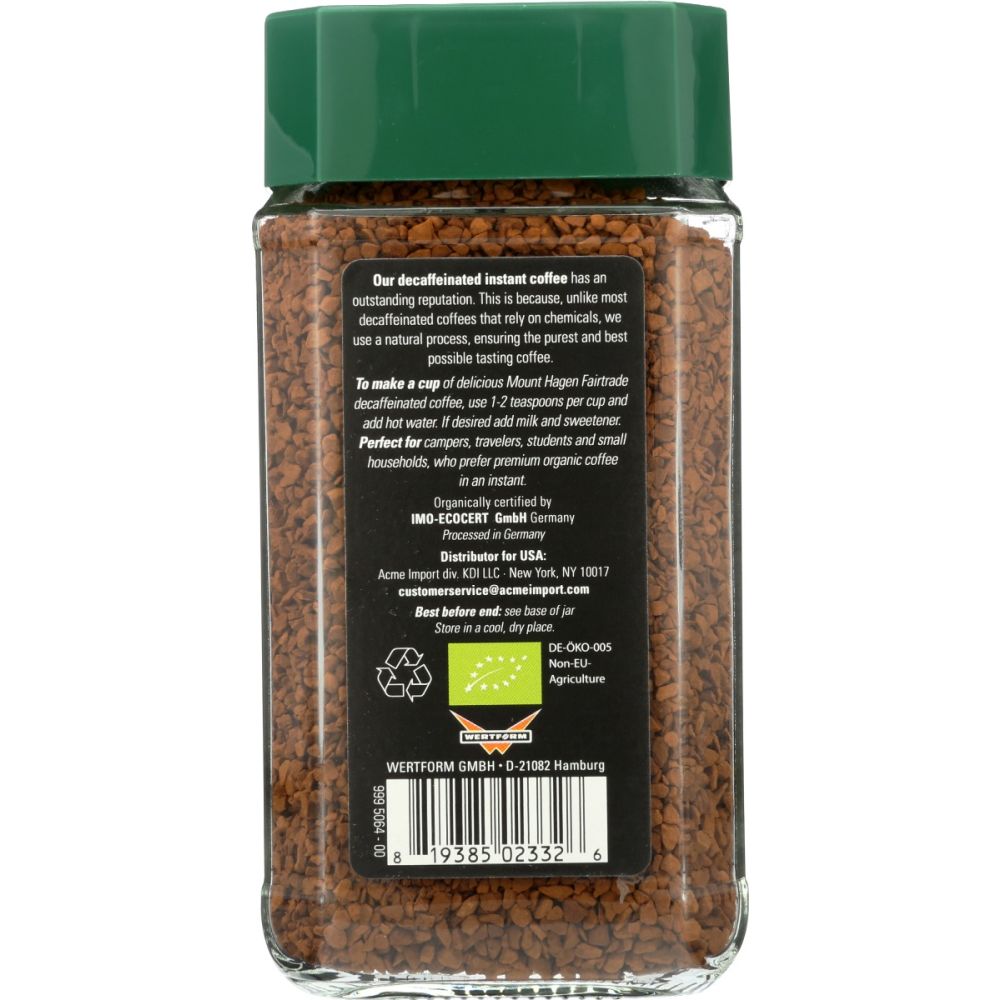 MOUNT HAGEN: Organic Freeze Dried Instant Decaf Coffee, 3.53 oz